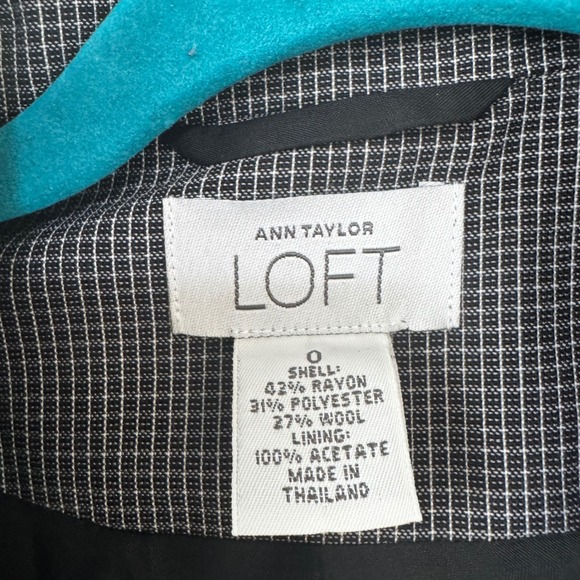 Ann Taylor LOFT Women's Black White‎ Checkered Blazer Jacket Size 0 - Picture 2 of 3